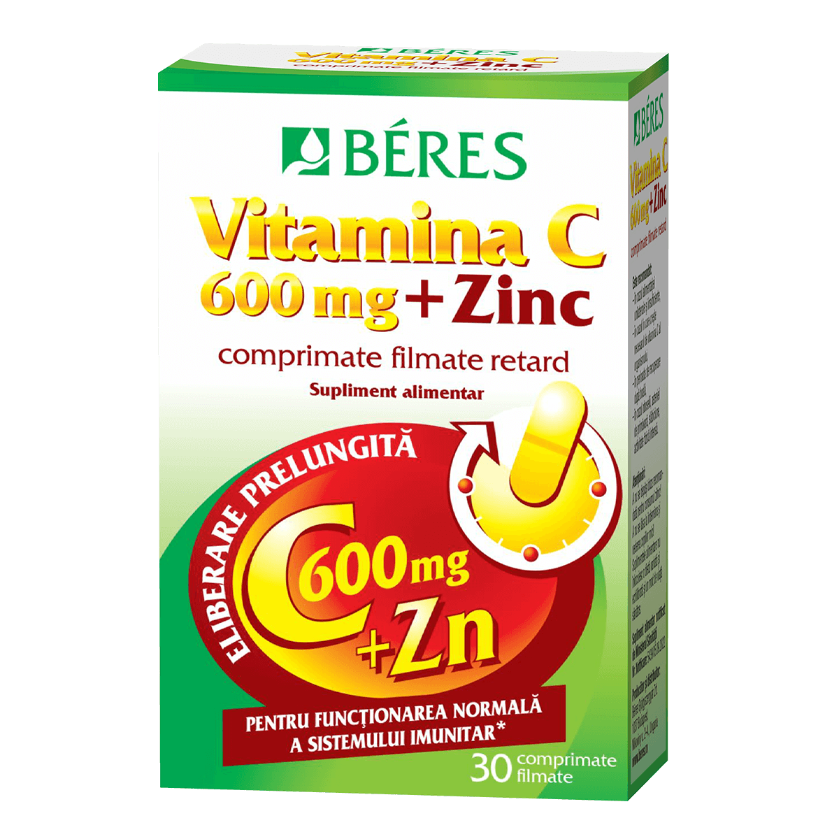 Poza produs Vitamina C 600 mg + Zinc, Beres Pharmaceuticals | 30 comprimate