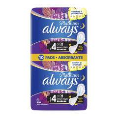 Absorbante Platinum Secure Night marimea 4, Always | 10 buc