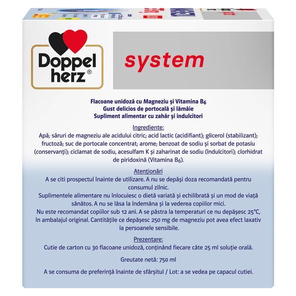 Magneziu lichid 375 mg, Doppelherz System | 30 flacoane — poza produs 4/4