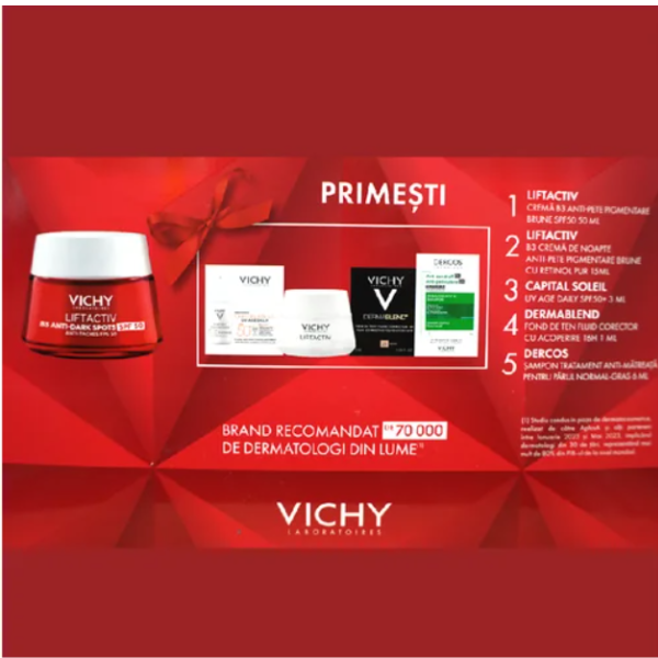 Poza produs Xmas Pachet crema de zi antirid SPF50 Liftactiv B3, Vichy | 50 ml
