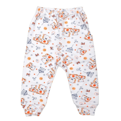 Pantaloni cu manseta RB08 alb/imprimeu ursuleti, Rombaby | 12/18 luni