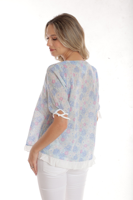 Poza produs Bluza volanas CV25039 bleu floral, Cesy | marimea L