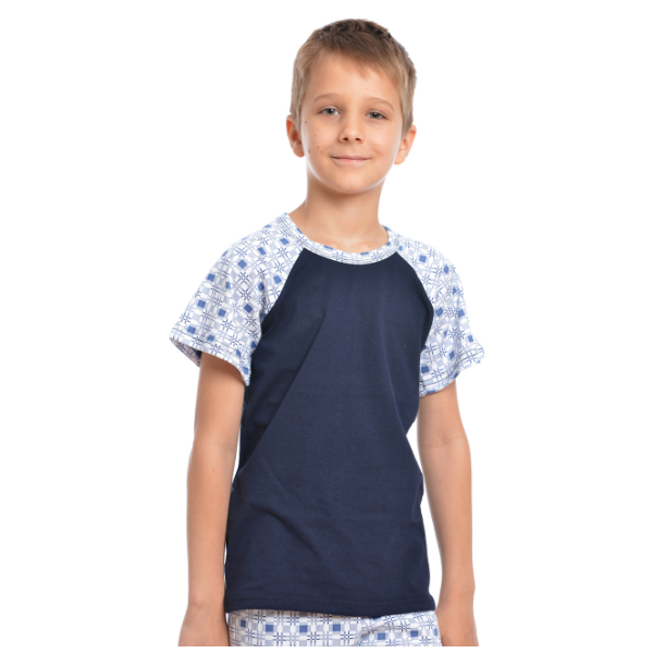 Pijama de vara baieti AV2241 bleumarin/print geometric, Andana | marimea 34 (7/8 ani) — poza produs 4/4