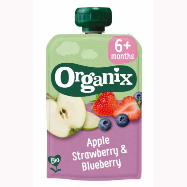 Poza produs Piure ecologic BIO din Mere, Capsuni si Afine 6+ luni, Organix | 100 g