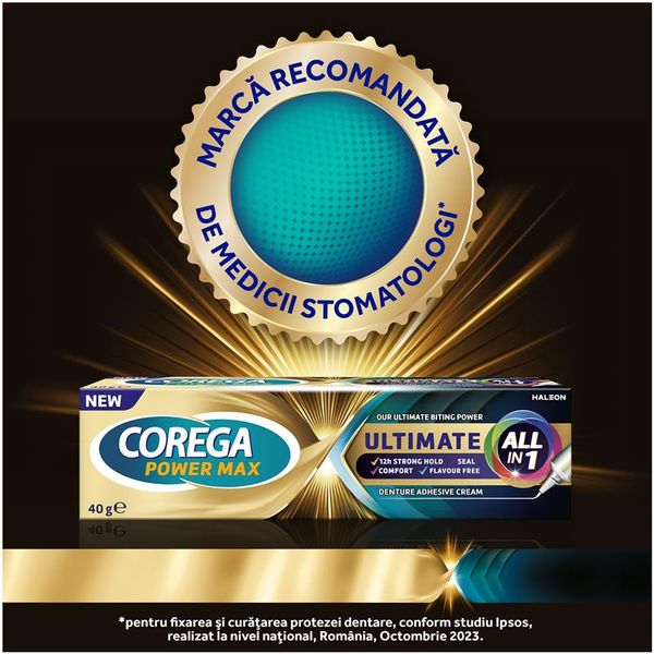 Poza produs Crema adeziva pentru proteza dentara Corega Power Max Ultimate All in 1, Haleon | 40 g