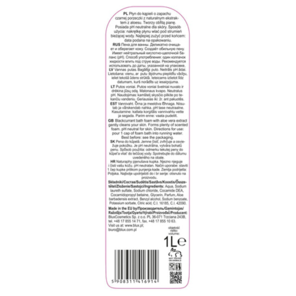 Poza produs Spuma de baie Coacaze Negre si Extract de Aloe Vera Naturaphy, Blux | 1 l
