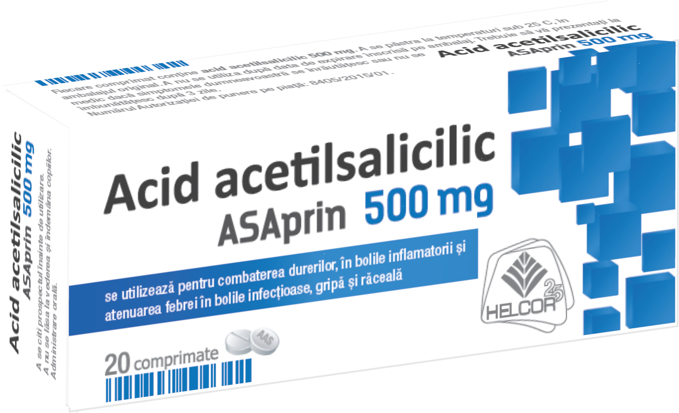Poza produs ASAprin 500 mg, Helcor | 20 comprimate