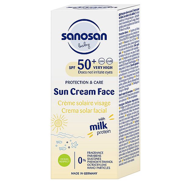 Crema de fata pentru copii cu protectie solara SPF50+, Sanosan | 30 ml — poza produs 1/2