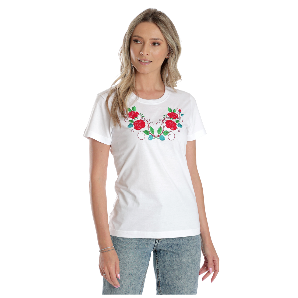 Poza produs Tricou broderie dama DV24TB01 alb floral, Dress to Impress | marimea L