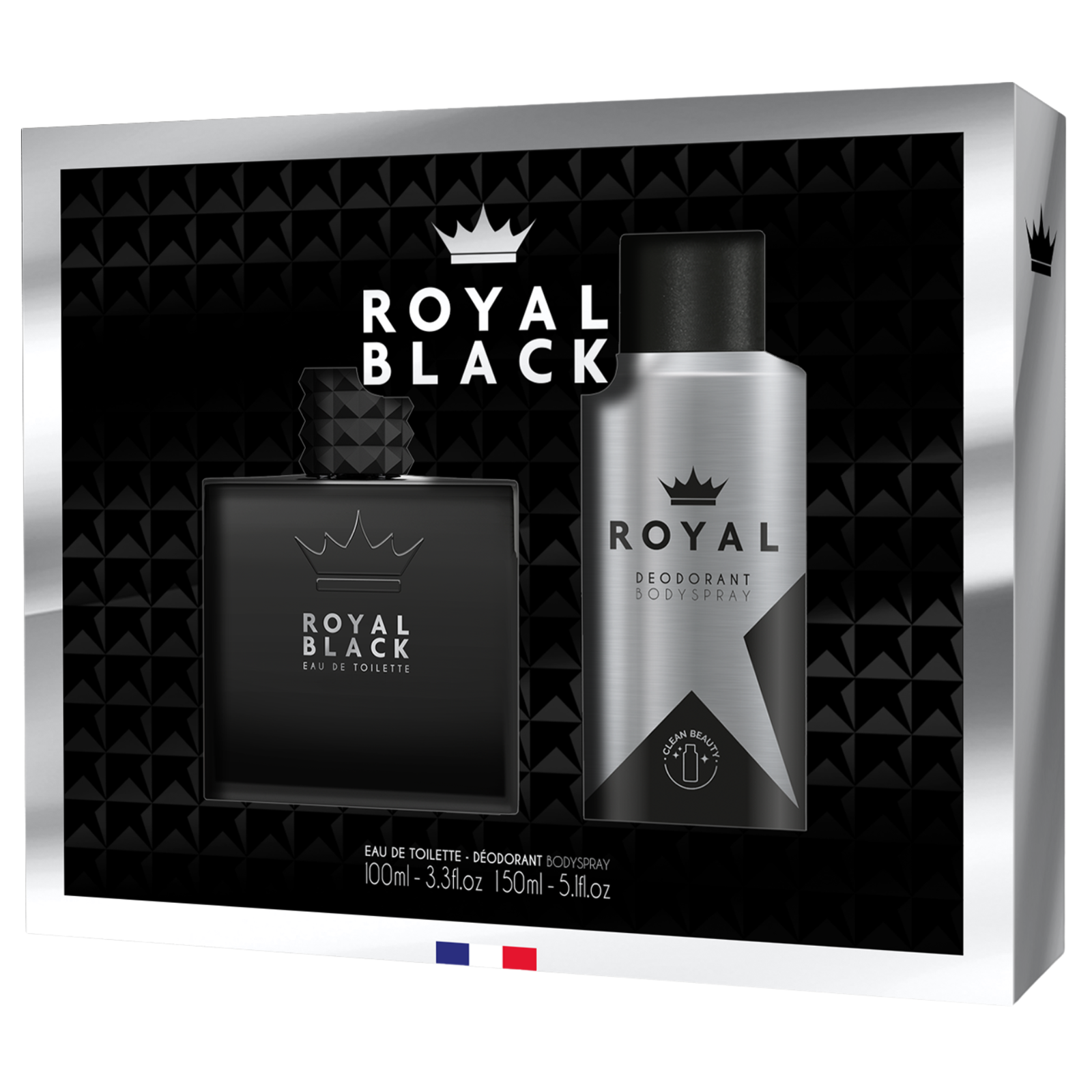 Poza produs Set cadou barbati Royal Black, Corania | EDT 100 ml + deodorant 150 ml