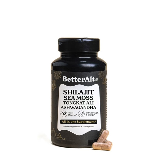 Poza produs Better Alt Shilajit Sea Moss, Formula de Shilajit cu Alge Marine, Ashwagandha si Tongkat Ali, General Nutrition Corp | 120 cps
