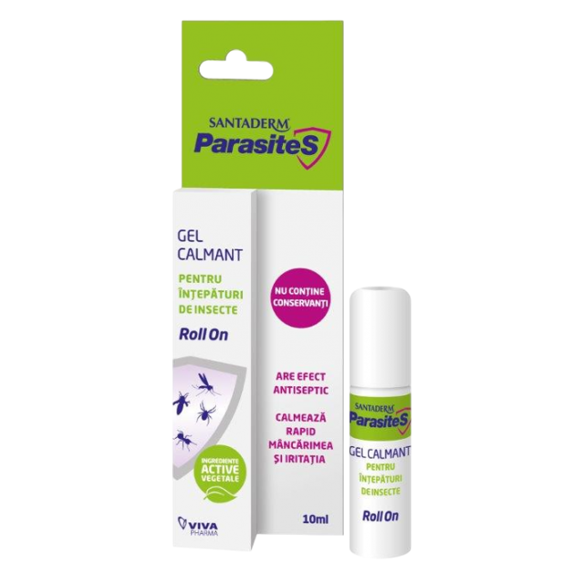 Poza produs Gel calmant pentru  intepaturi de insecte roll on Dantaderm Parasites, Viva Pharma | 10 ml
