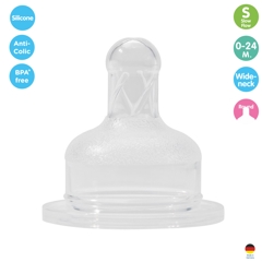 Tetina cu gat larg Natural+Soft, mar.S-debit mic, 0-24 luni, 14211, Baby Nova | 2 bucati