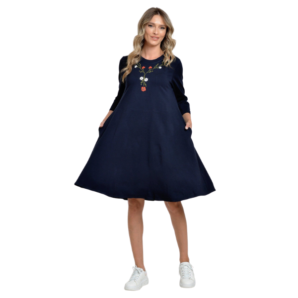 Poza produs Rochie dama ERP24V220A bleumarin/pictura, Eranthe | marimea L