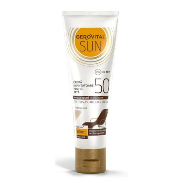 Poza produs Crema nuantatoare pentru fata SPF 50 Sun, Gerovital, Farmec | 50 ml
