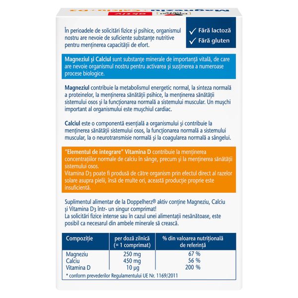 Magneziu + Calciu + Vitamina D3, Doppelherz Aktiv | 30 comprimate — poza produs 2/4
