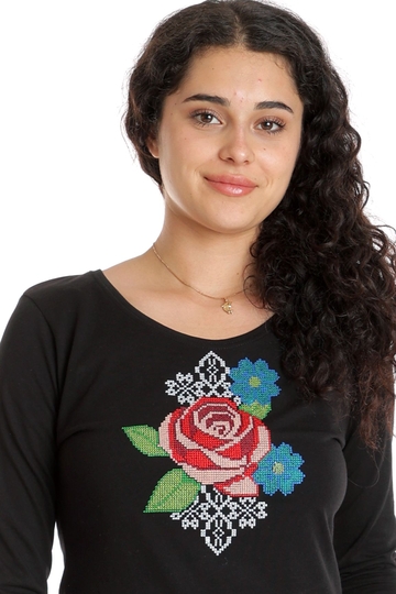 Poza produs Bluza broderie dama DT24BB05 negru floral, Dress to Impress | marimea M