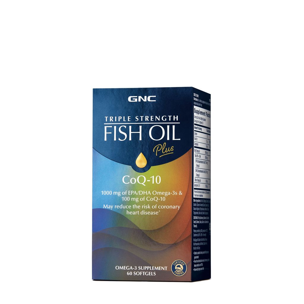 Poza produs GNC Triple Strength Fish Oil Plus CoQ-10, Ulei de Peste Plus Coenzima Q-10 | 60 cps