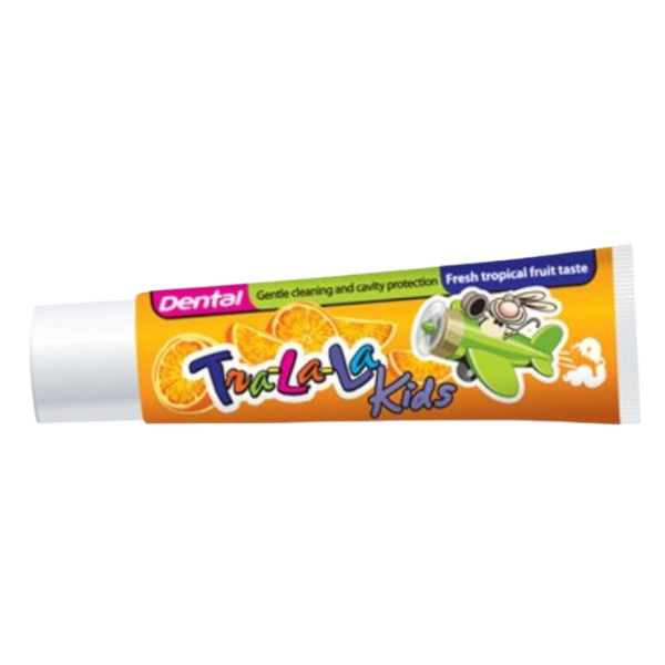 Poza produs Pasta de dinti pentru copii cu aroma tropicala +3 ani, TRA-LA-LA, Rubella | 50 ml