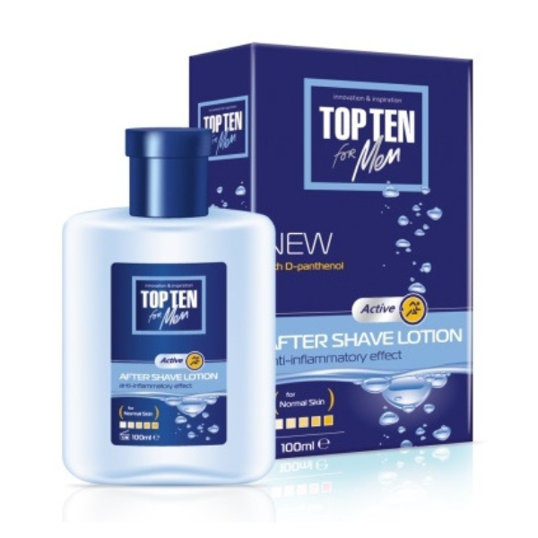 Lotiune After Shave cu Q10 TOP TEN Active pentru ten normal, Rubella | 100 ml — poza produs 1/3