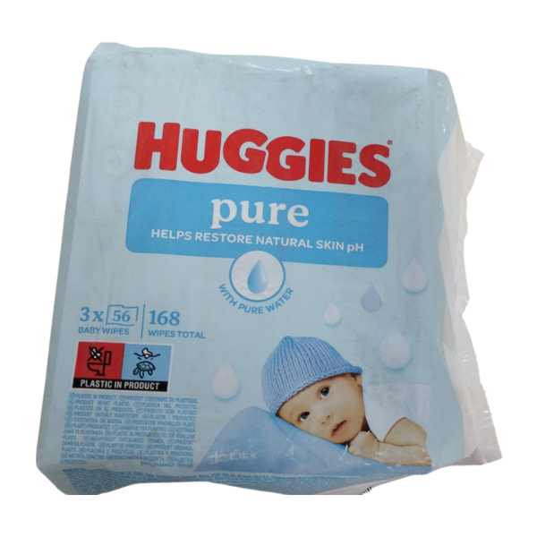 Huggies Pure servetele umede trio  | 3 pachete x 56 bucati — poza produs 2/3