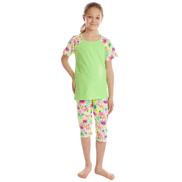 Pijama 3/4 fete AV2429 vernil/inimioare Love, Andana | marimea 36 (9/10 ani) — poza produs 1/3