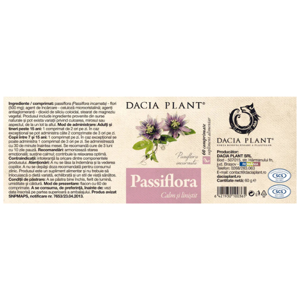 Poza produs Passiflora, Dacia Plant | 60 comprimate