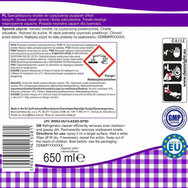 Poza produs Solutie curatare frigider, Blux | 650 ml