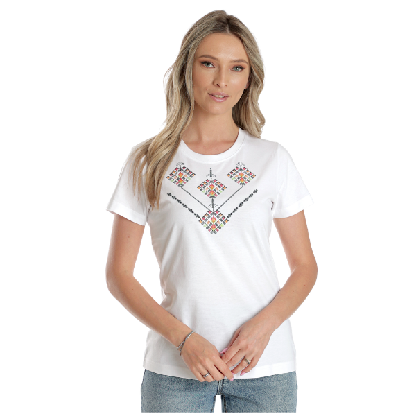 Poza produs Tricou broderie dama DV24TB04 alb traditional, Dress to Impress | marimea S