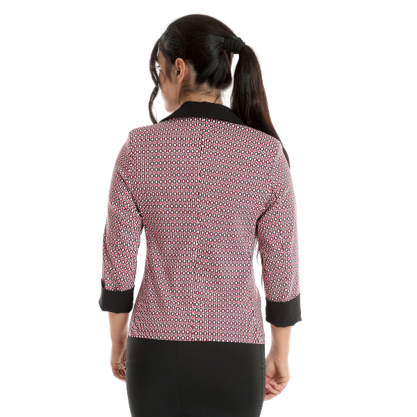 Poza produs Sacou dama DP24S53 rosu/negru geometric, Dress to Impress | marimea 44
