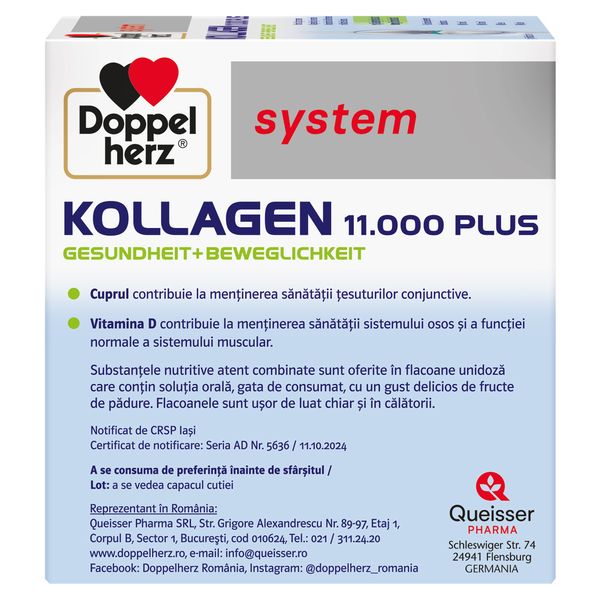 Kollagen 11.000 Plus, Doppelherz System | 30 flacoane — poza produs 3/4