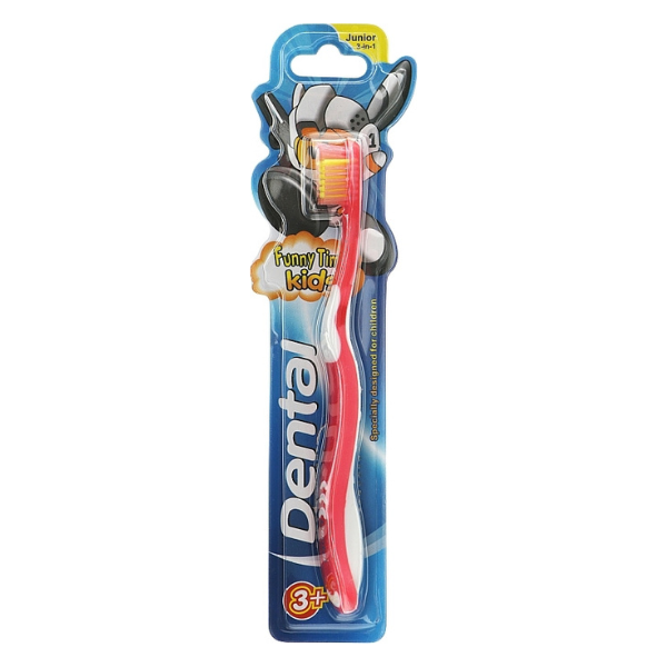 Poza produs Periuta de dinti pentru copii +3 ani Dental Funny Time - rosu, Rubella