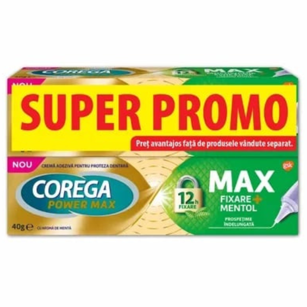 Poza produs COREGA POWER MAX FIXARE+MENTOL 40G 1+1 PACHET SPECIAL
