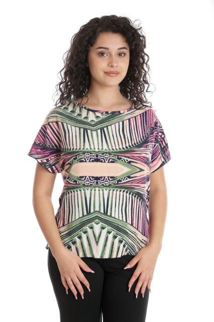 Poza produs Bluza dama CV24041 vernil & fucsia asimetric, Cesy | marimea M