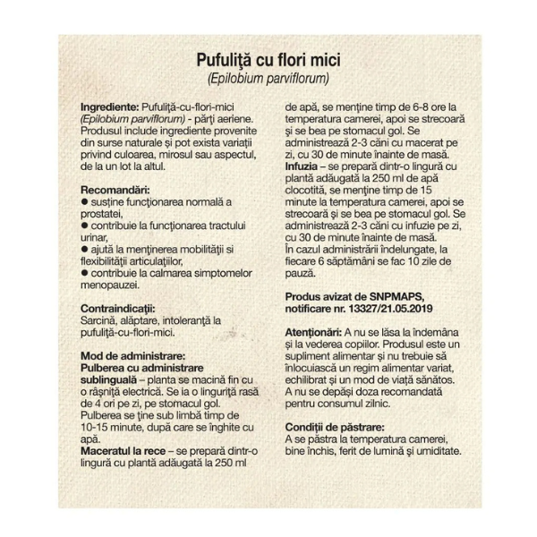 Poza produs Ceai Pufulita cu flori mici, Dacia Plant | 50 g