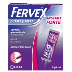 Fervex durere si febra instant forte 1000 mg, Upsa | 8 plicuri