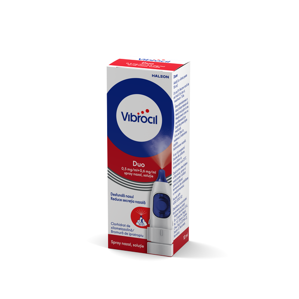 Poza produs Vibrocil Duo Spray nazal solutie 0,5 mg/ml + 0,6 mg/ml, Haleon | 10 ml 