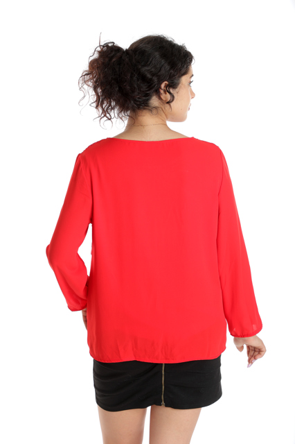 Poza produs Bluza dantela & voal CT24102 rosu, Cesy | marimea M