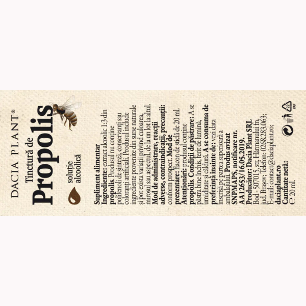 Poza produs Tinctura Propolis, Dacia Plant | 50 ml
