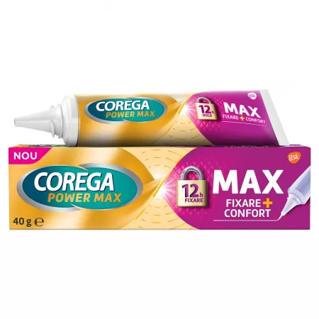 Poza produs Crema adeziva pentru proteza dentara Corega Power Max Fixare+Confort, Haleon | 40 g