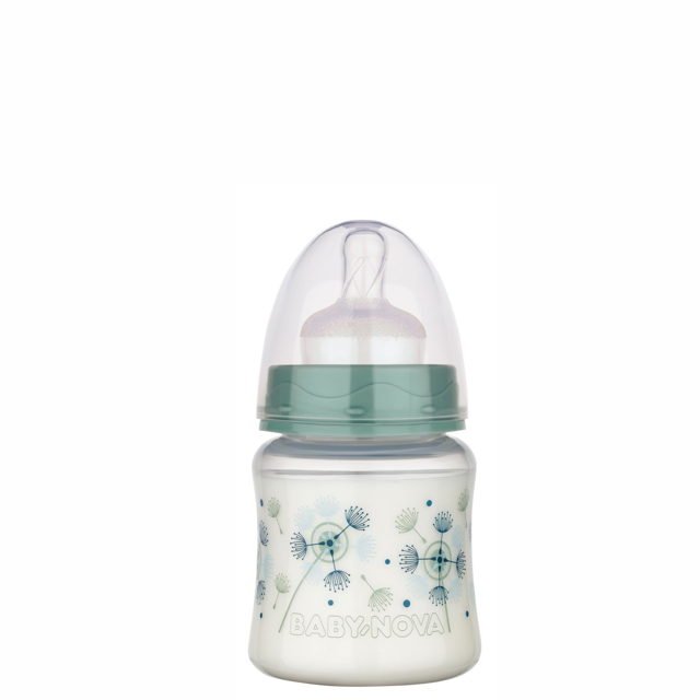 Poza produs Biberon PP decorat cu gat larg si sistem anticolici 0-24 luni, 45001, Baby Nova | 150 ml