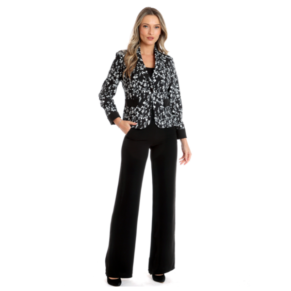 Poza produs Sacou dama DV24S55 negru/alb floral, Dress to Impress | marimea 36