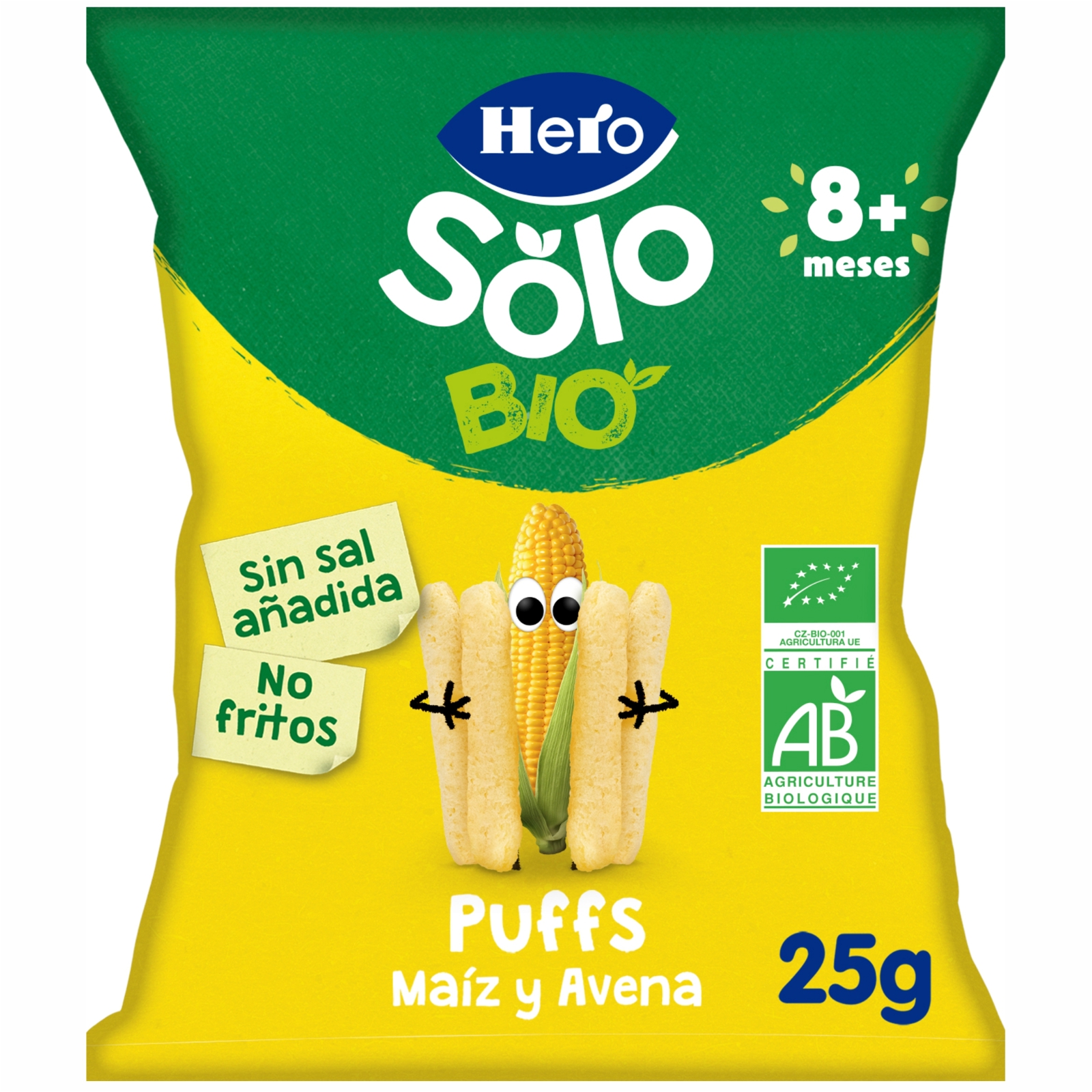 Poza produs HERO SOLO SNACK PORUMB SI OVAZ 25G ECO 8LUNI+ 29916
