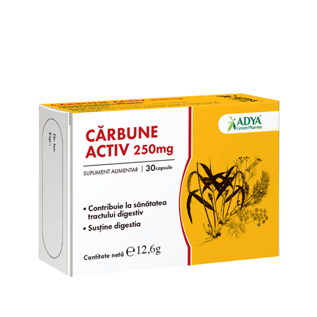 Poza produs Carbune Activ 250 mg, Adya Green Pharma | 30 capsule