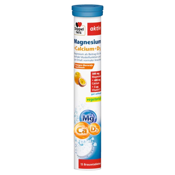 Poza produs Magneziu + Calciu + D3, Doppelherz Aktiv | 15 comprimate efervescente