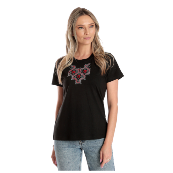 Poza produs Tricou broderie dama DV24TB03 negru traditional, Dress to Impress | marimea S