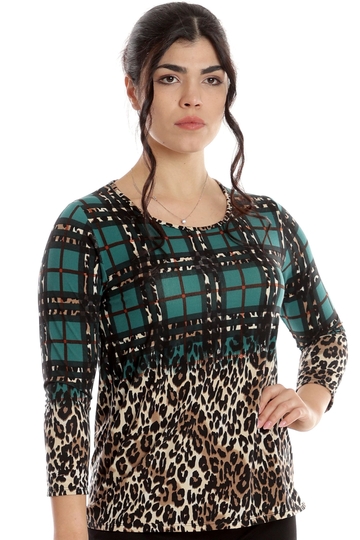 Poza produs Tinuta dama casual CP24010 verde animal print/negru, Cesy | marimea S