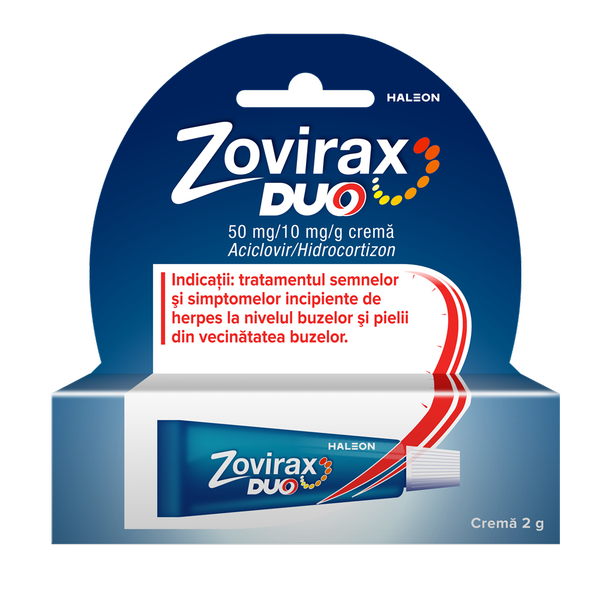 Poza produs Zovirax Duo crema 50 mg/10 mg/g, Haleon | 2 g