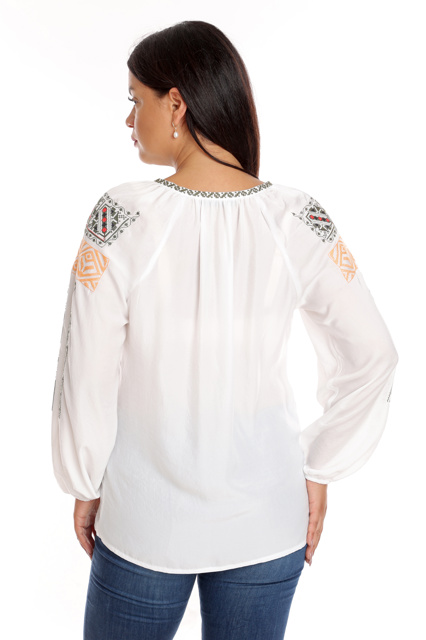 Poza produs Ie broderie dama DI25IE83 alb/kaki/rosu traditional, Dress to Impress | marimea 44/46
