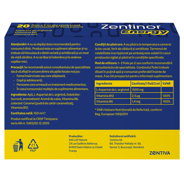 Zentinor Energy, Zentiva | 20 fiole — poza produs 4/6